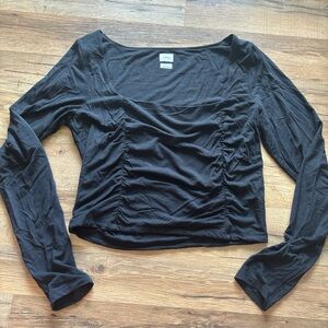 Wilfred Black Ruched Long Sleeve Blouse